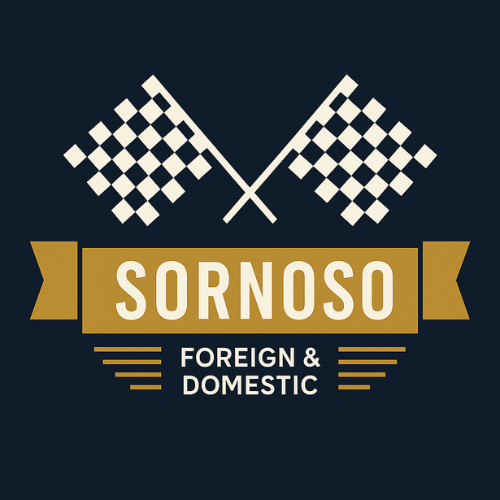 Sornoso Foreign & Domestic logo with checkered racing flags